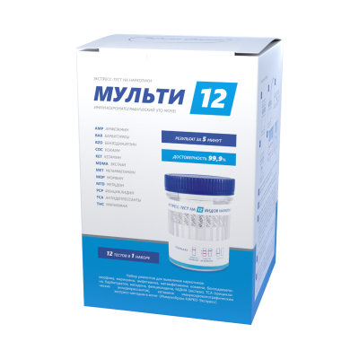 Мультитест на 12 видов наркотиков в моче (1 штука)