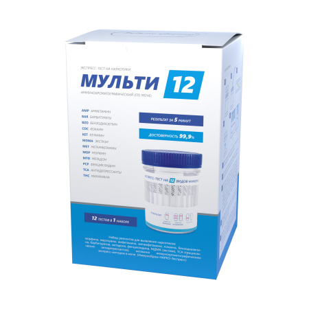 Мультитест на 12 видов наркотиков в моче (1 штука)